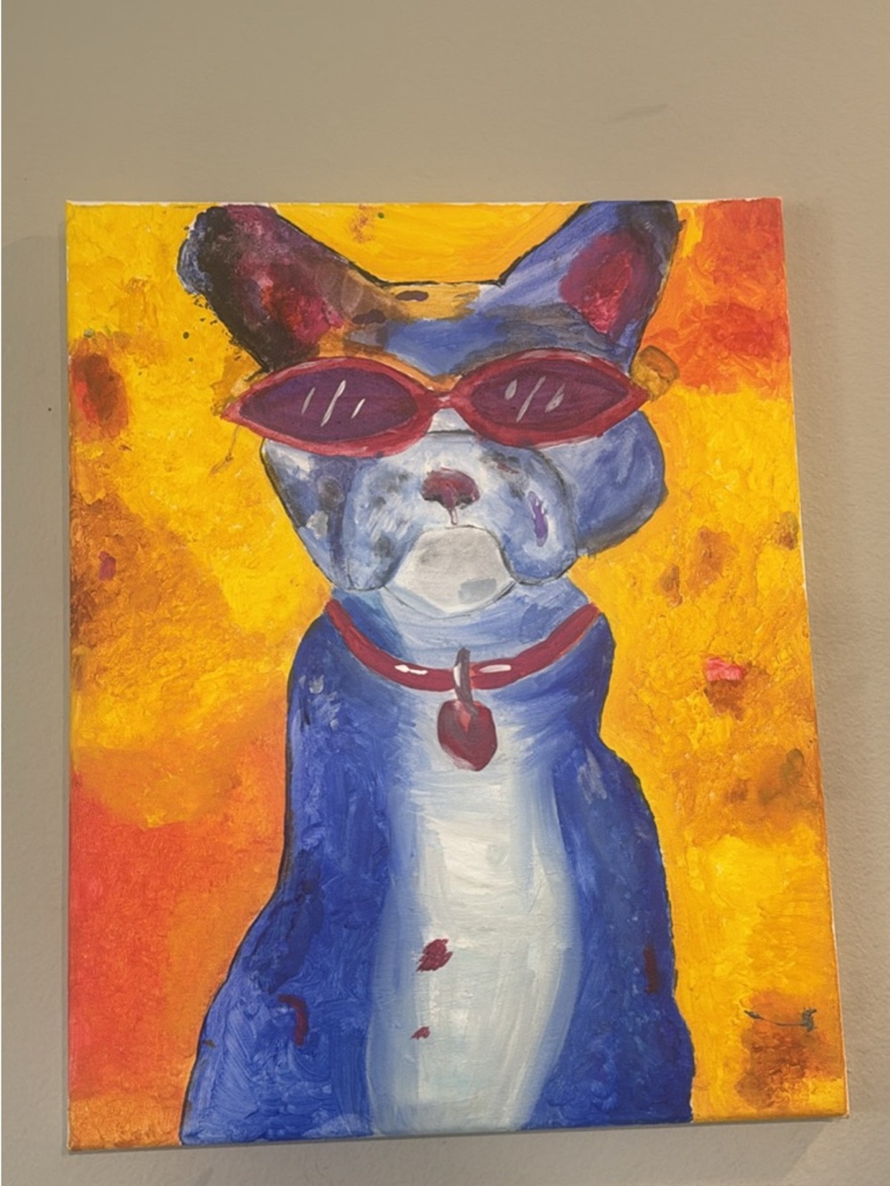12x16 Colorful Dog Art Canvas - done by me